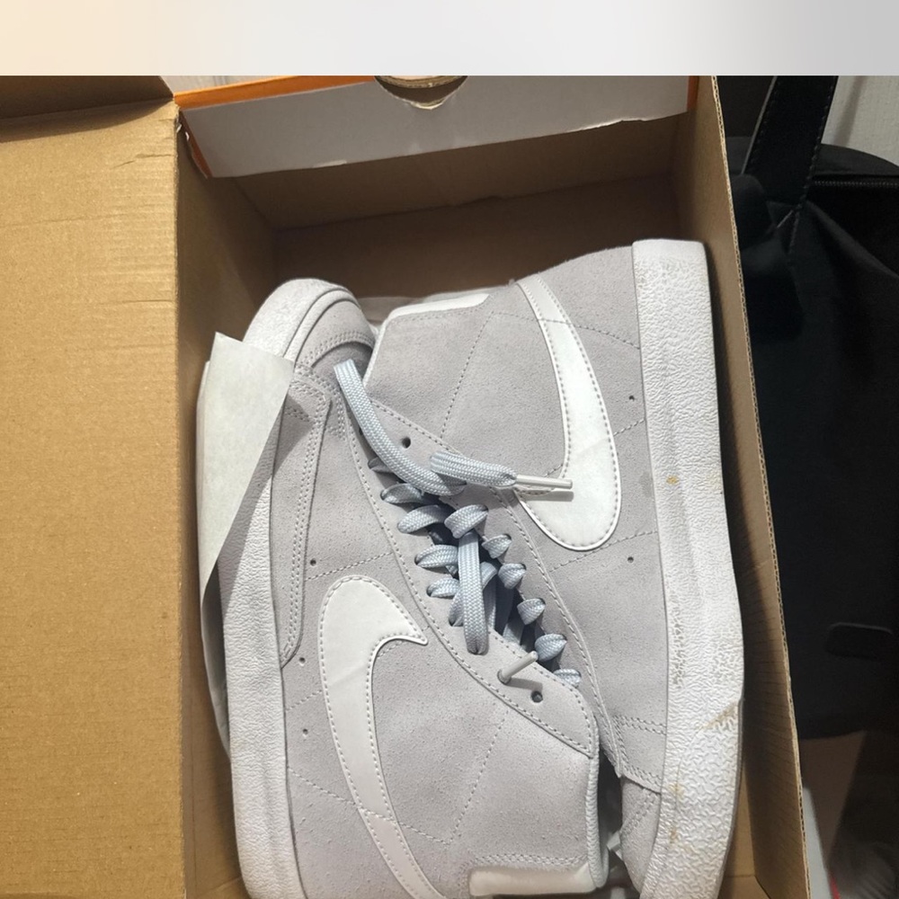 Nike Gray and White High-Top Sneakers